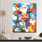 Painting by Numbers Cow in Paris Rainbow Colorful